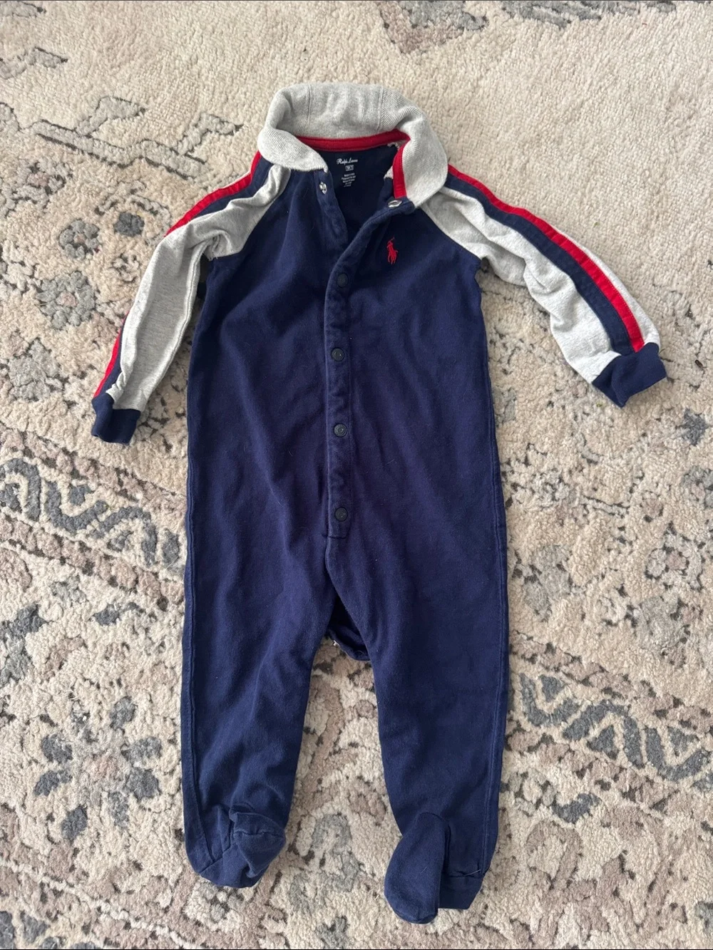 Lot of 4 Pieces Ralph Lauren Blue Striped Kids Boys Onesie Romper 9M